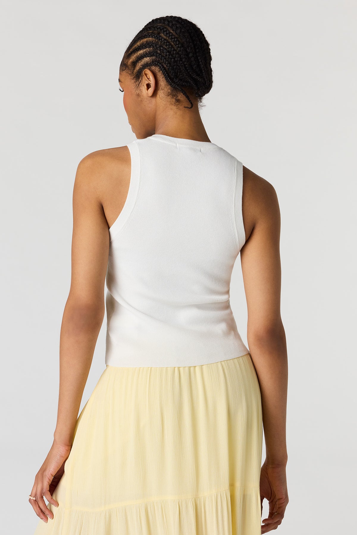 Alt View 2. Ribbed Knit Button-Up Vest - White