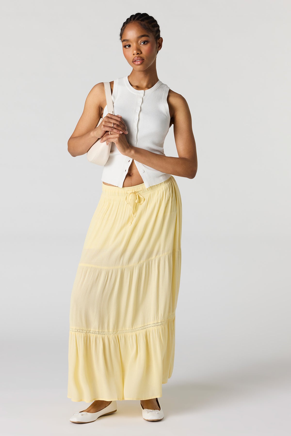 Alt View 3. Ribbed Knit Button-Up Vest - White