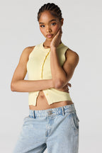 Ribbed Knit Button-Up Vest