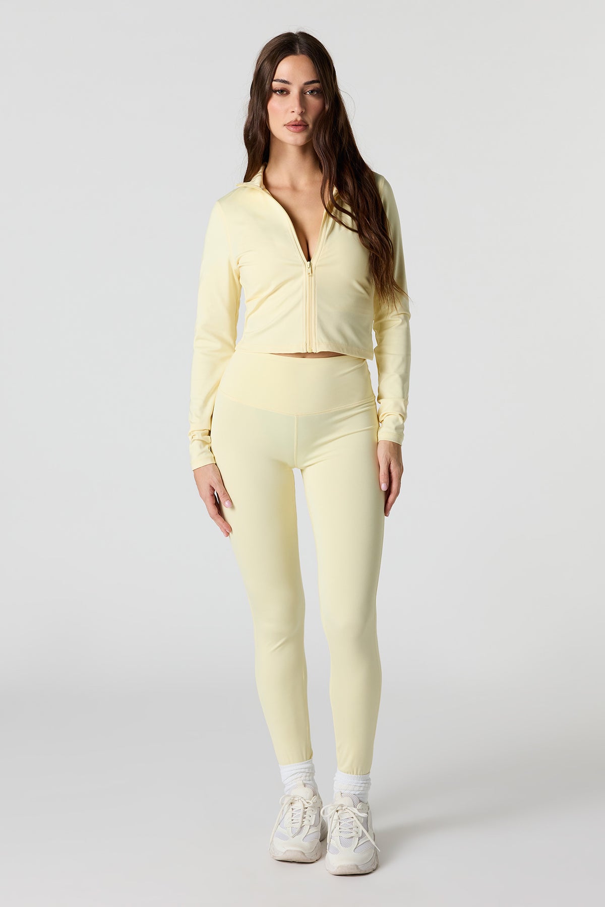 Alt View 3. Active Cropped Zip-Up Jacket - Yellow