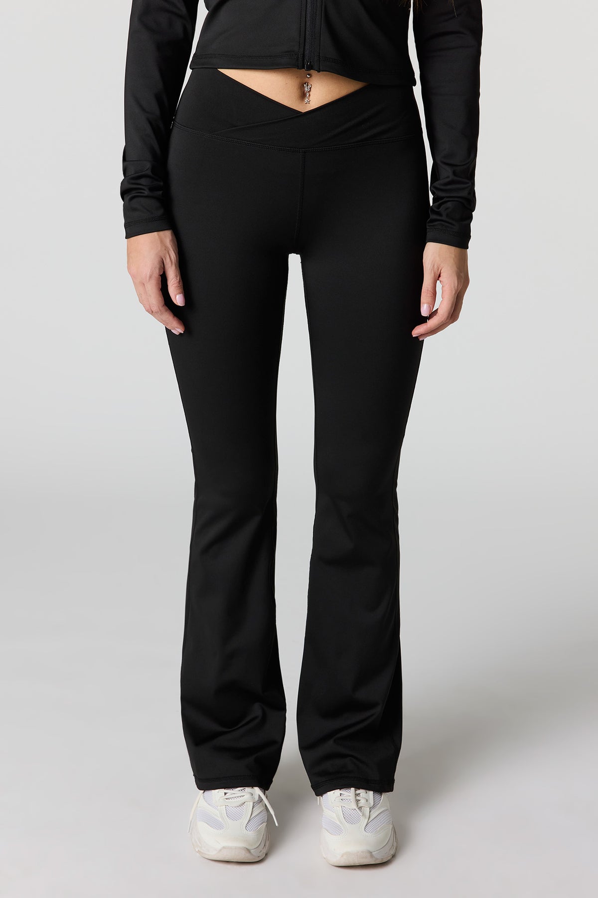 Alt View 2. Active Foldover Waist Flare Pant - Black