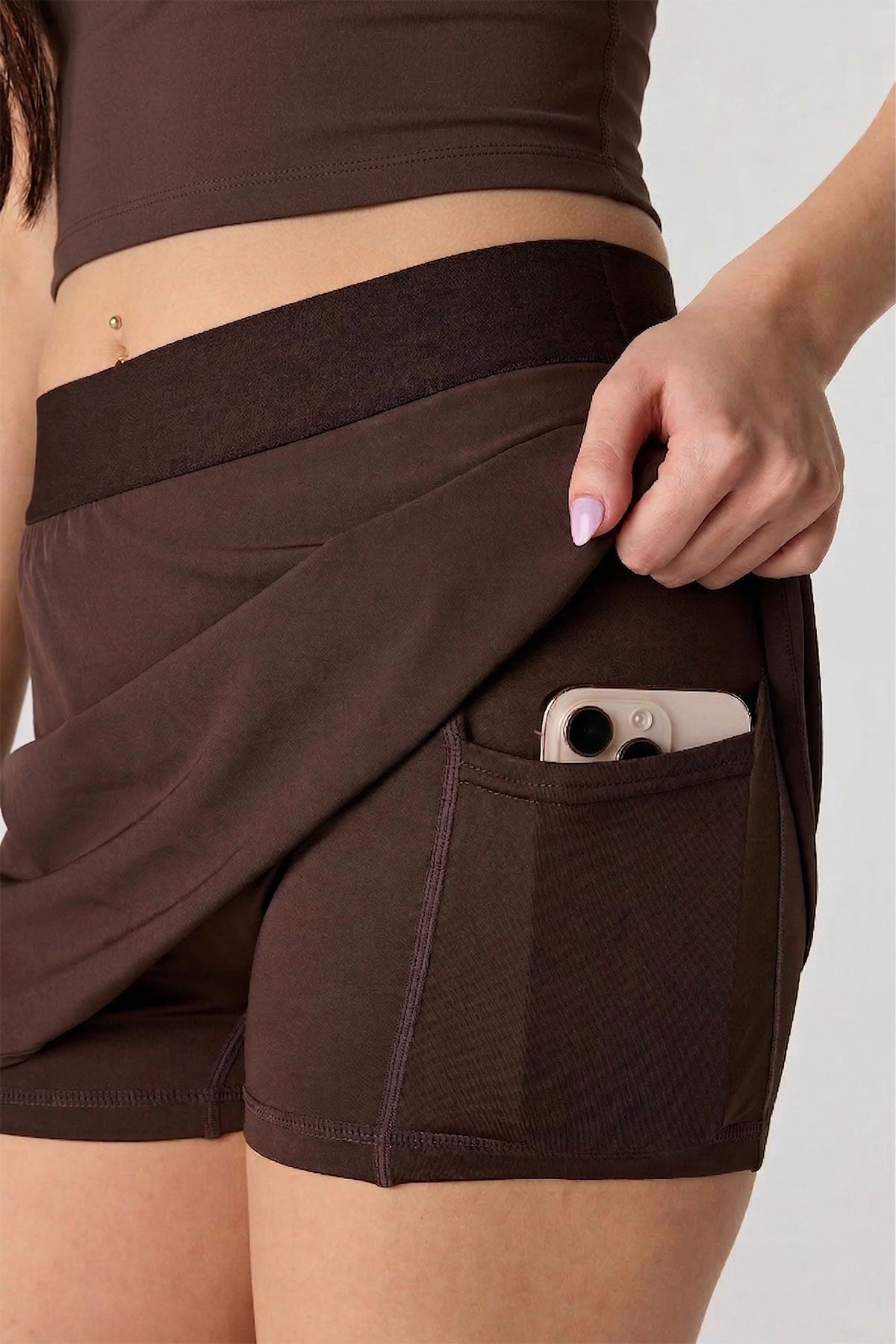Alt View 2. Active Mini Tennis Skort - Brown