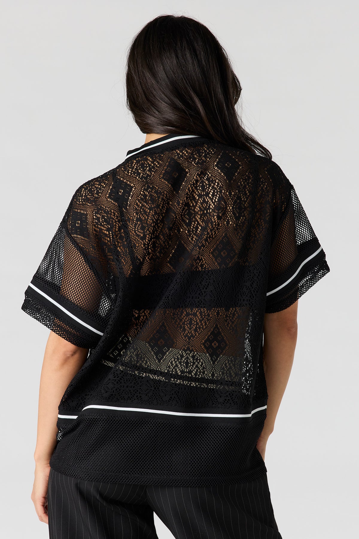 Alt View 2. Crochet Jersey - Black