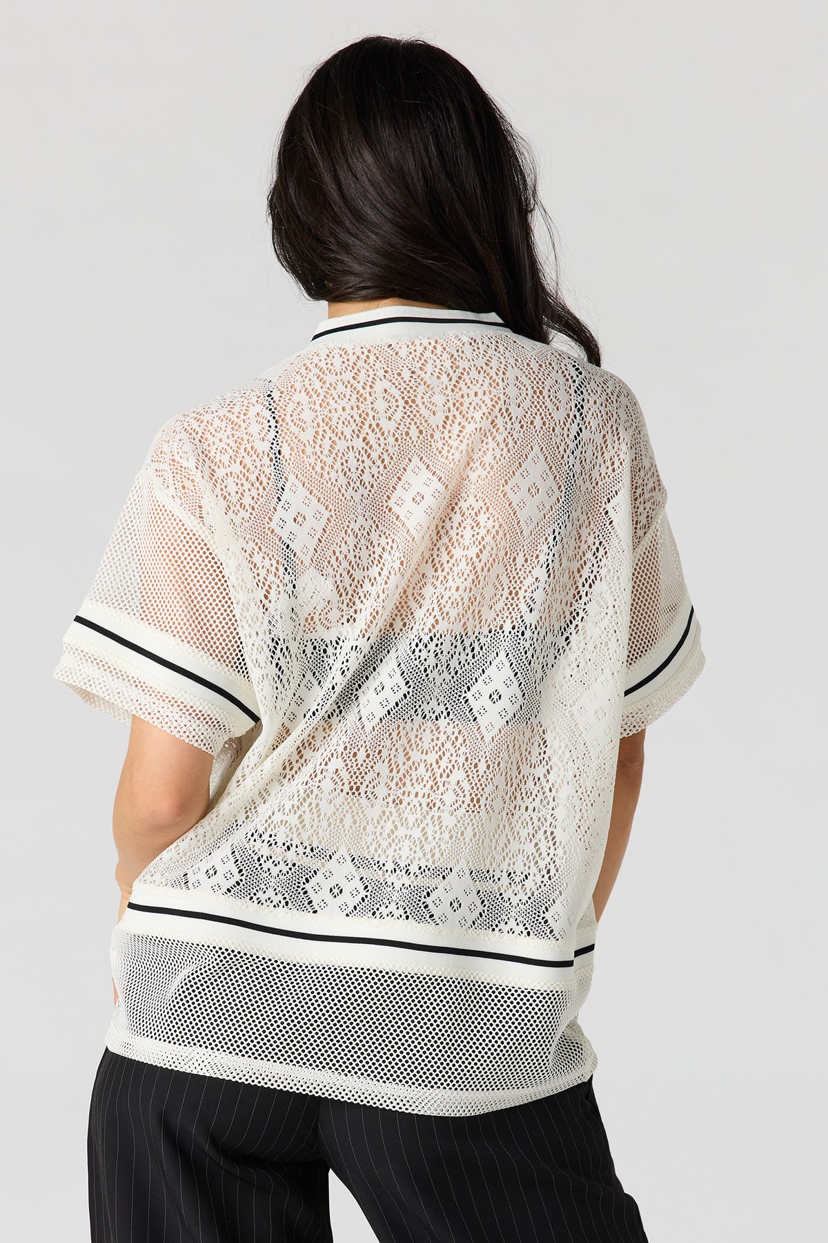 Alt View 2. Crochet Jersey - White