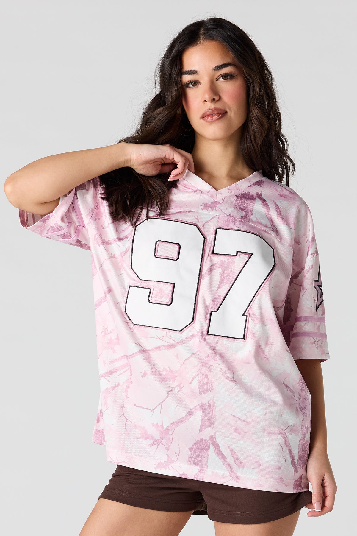 Graphic Mesh Camo Jersey - Pink