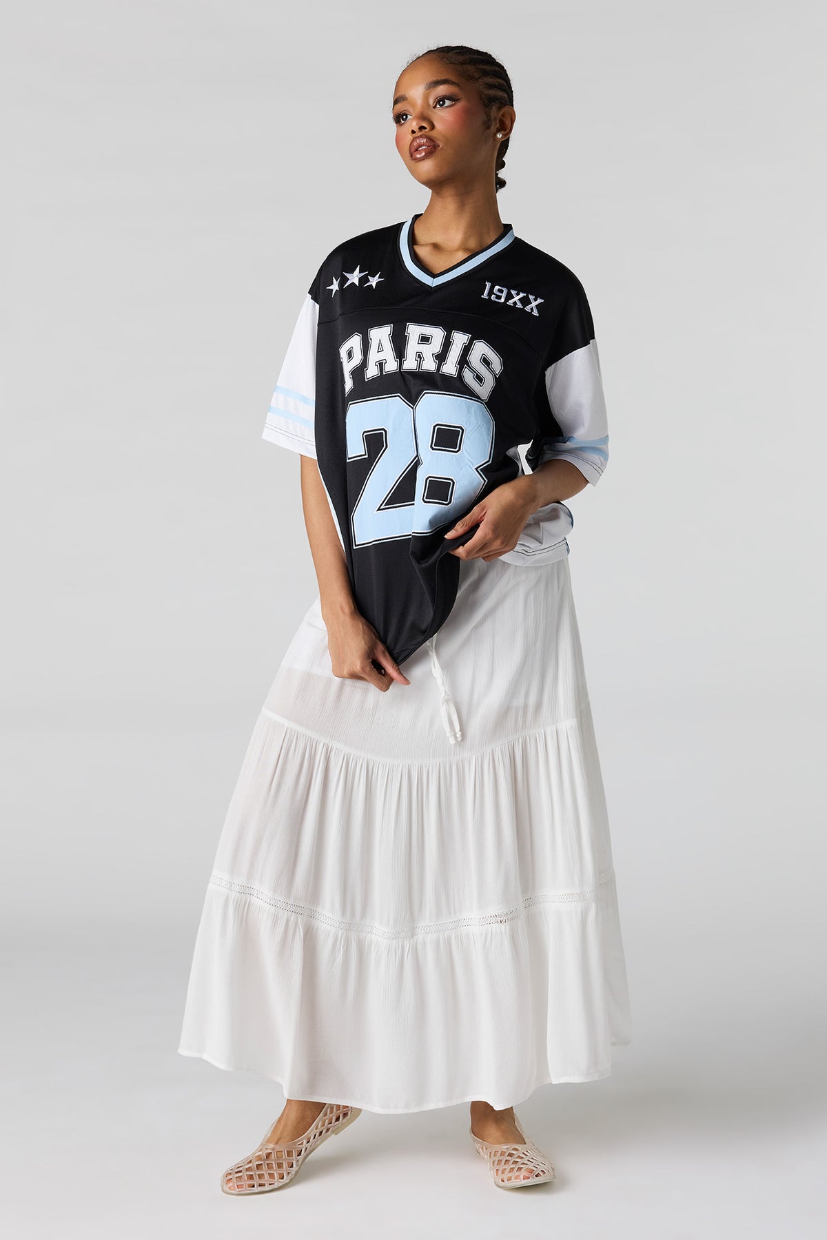 Alt View 3. Colourblock Graphic Jersey Top - Black