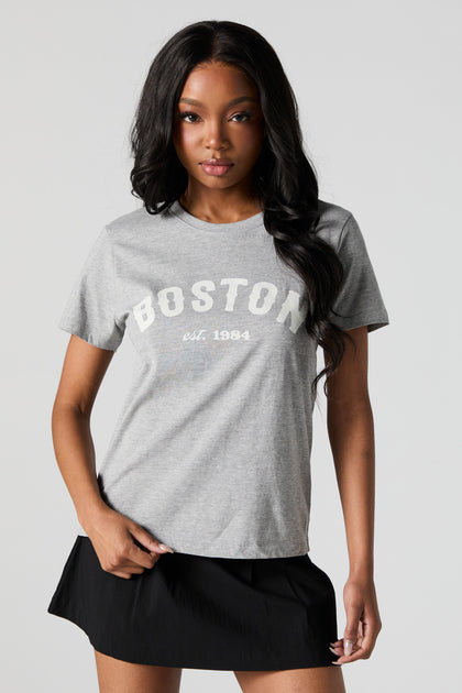 T-shirt surdimensionné à imprimé Boston