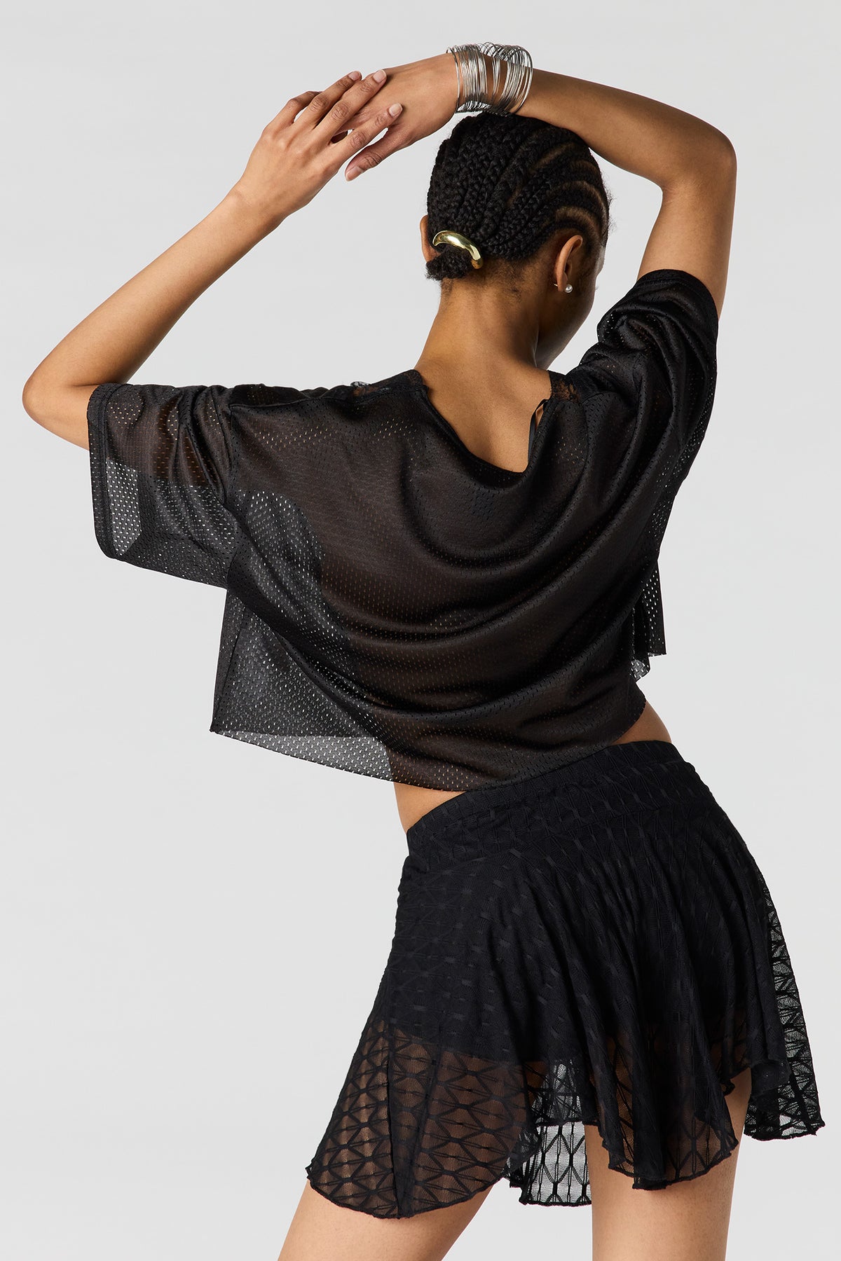 Vue alternative 2. Jersey imprimé avec liséré de dentelle