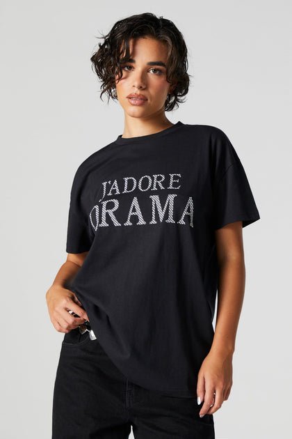T-shirt de coupe garçonne imprimé J'Adore Drama