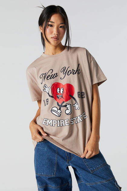 T-shirt de coupe garçonne imprimé NY Empire State