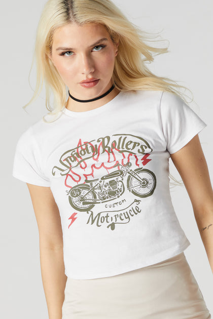 T-shirt ultracourt à imprimé Unholy Rollers Motorcycle