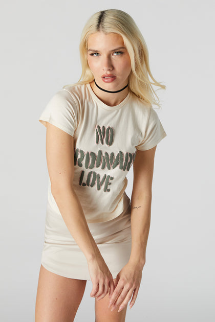 T-shirt ultracourt à imprimé No Ordinary Love