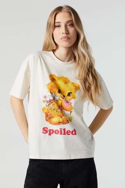 T-shirt de coupe garçonne à imprimé Spoiled