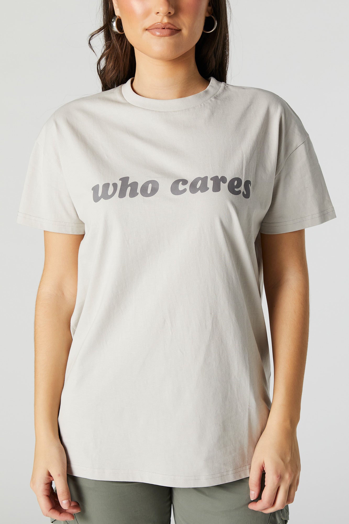 Who Cares Oversized Graphic T-Shirt