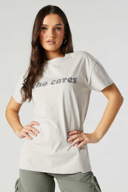 T-shirt surdimensionné à imprimé Who Cares