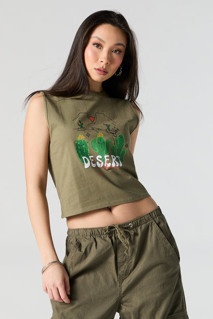 Desert Vibes Graphic Cropped Tank
