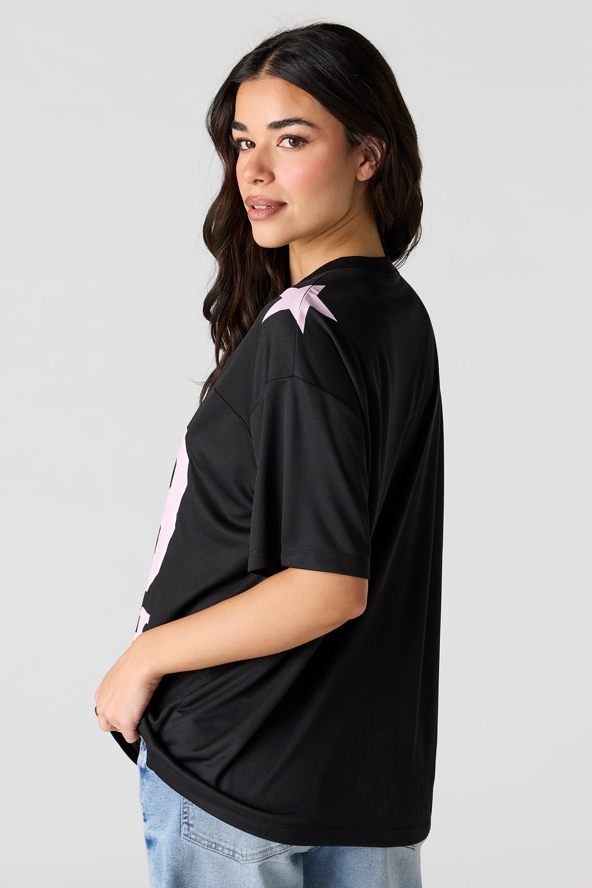 Alt View 2. Graphic Oversized Jersey - Black