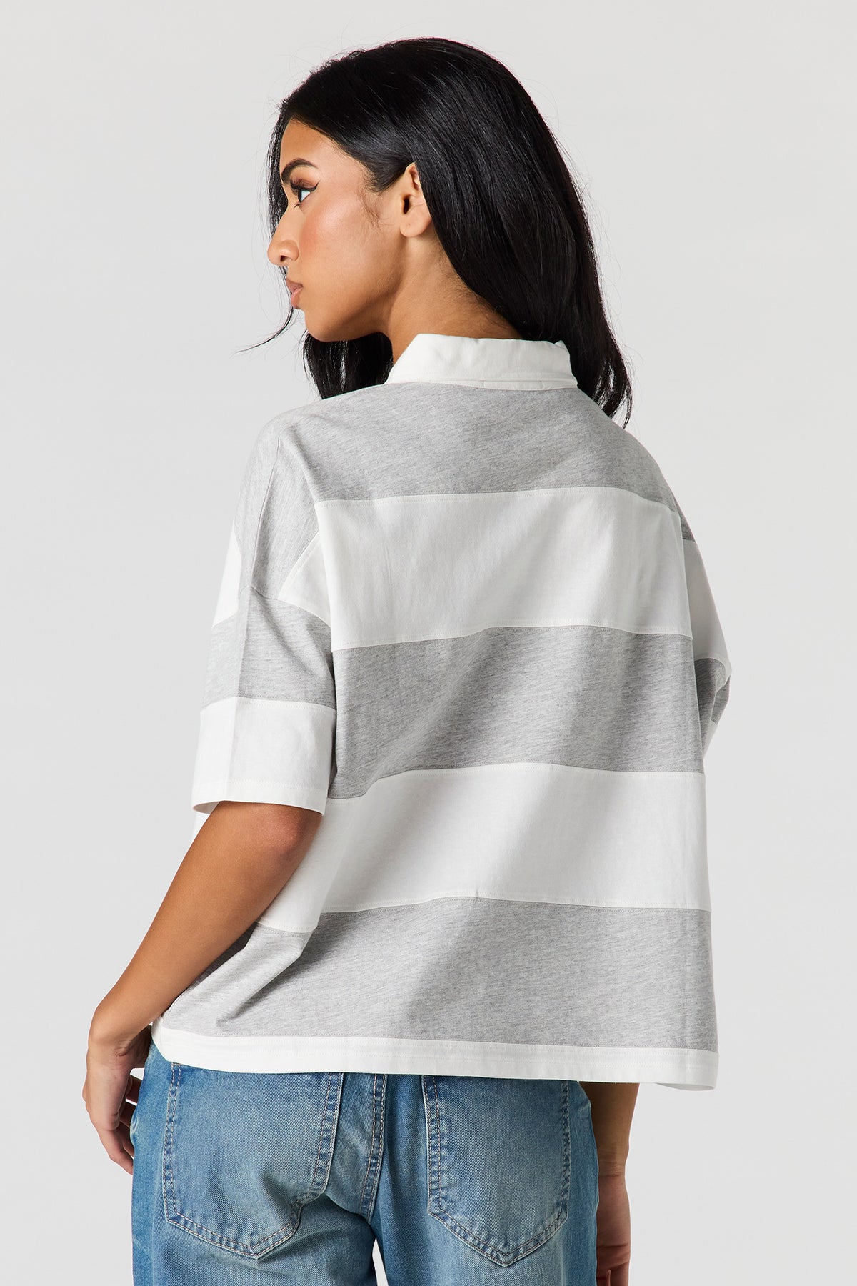 Alt View 2. Collared Rugby T-Shirt - Heather Grey