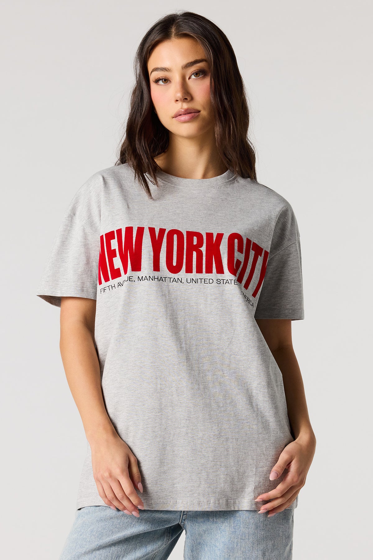 Graphic Oversized T-Shirt - Heather Grey