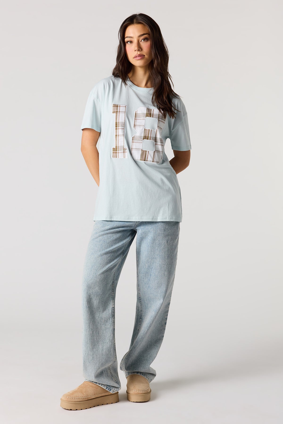 Alt View 3. 18 Twill Embroidered Oversized T-Shirt - Blue