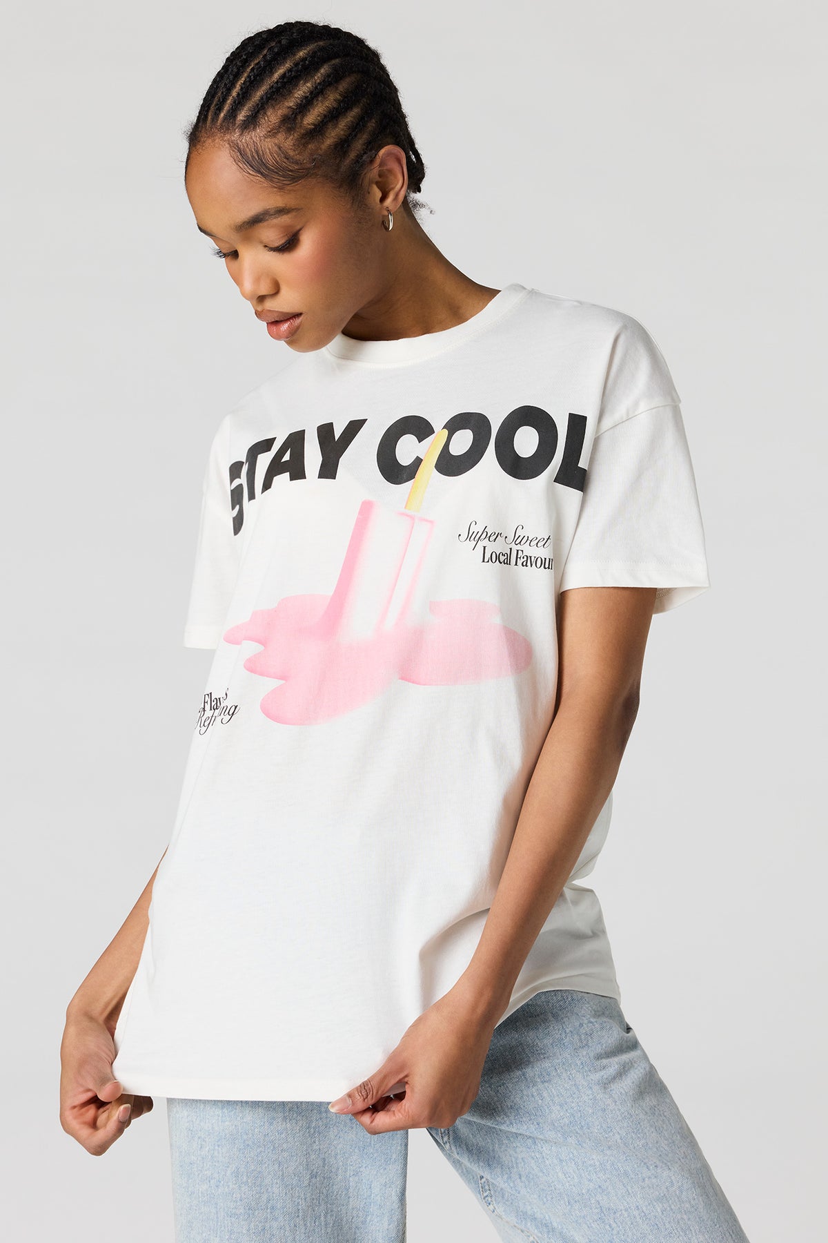 Stay Cool Graphic Oversized  T-Shirt - White