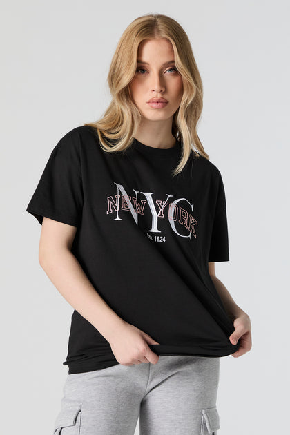T-shirt avec motif brodé NYC