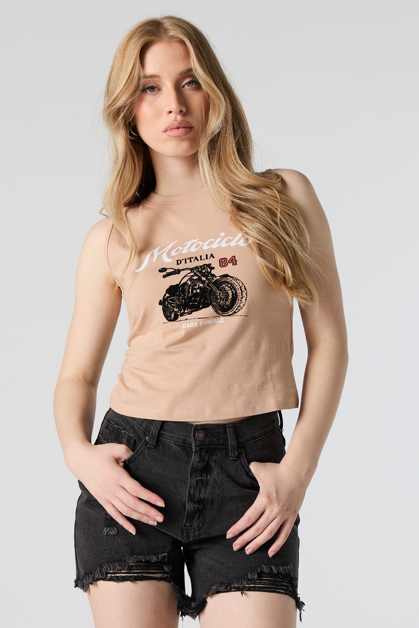Motorcycle Graphic Cropped Tank