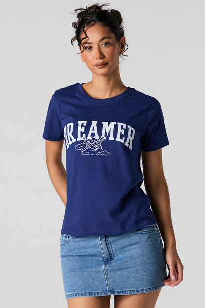 T-shirt coupe garçonne à imprimé Dreamer