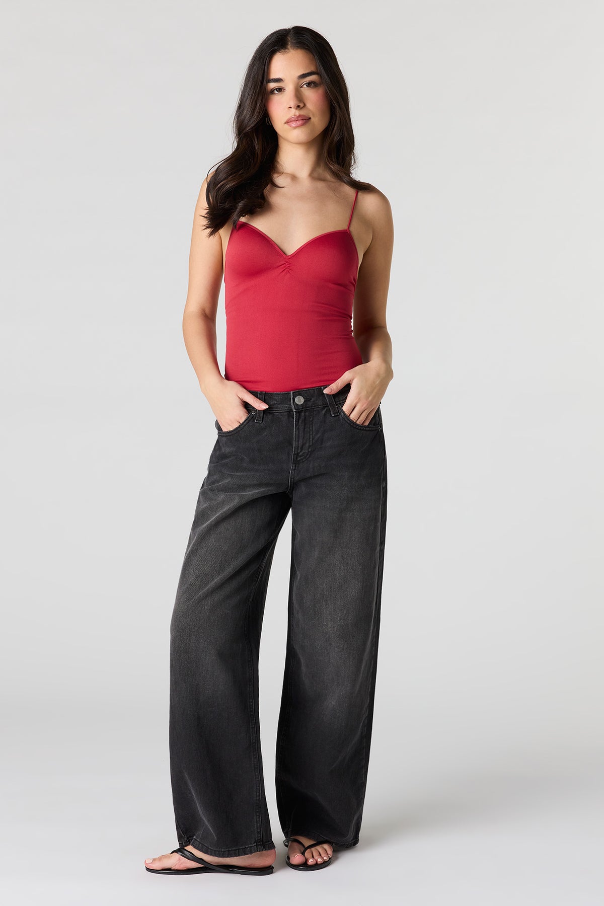 Alt View 3. Braless Seamless Sweetheart Bodysuit - Red