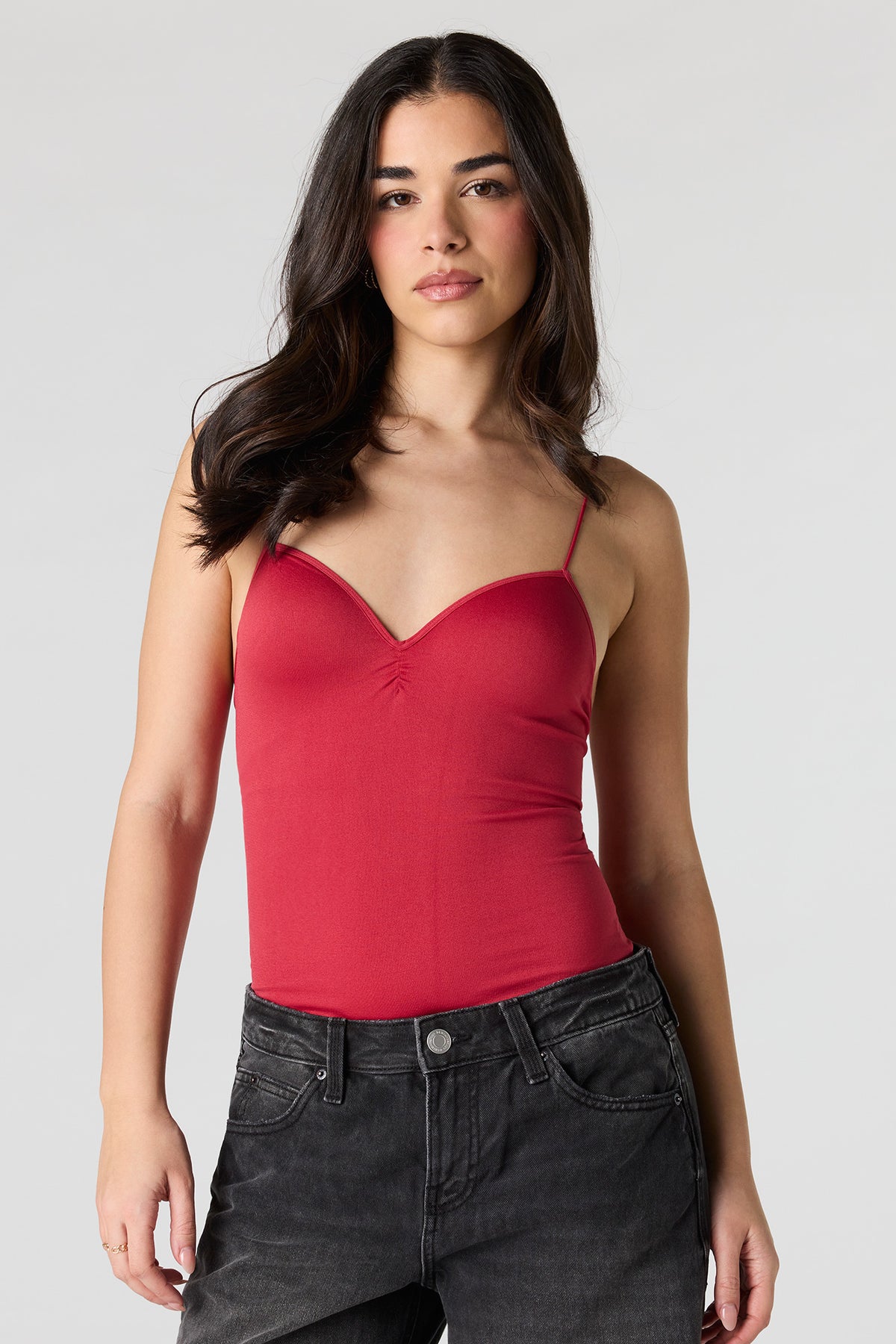 Braless Seamless Sweetheart Bodysuit - Red