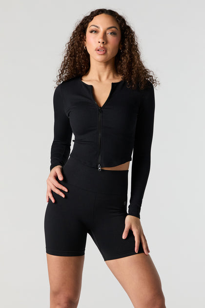 Active Seamless Zip Up Cropped Long Sleeve Top – Urban Planet