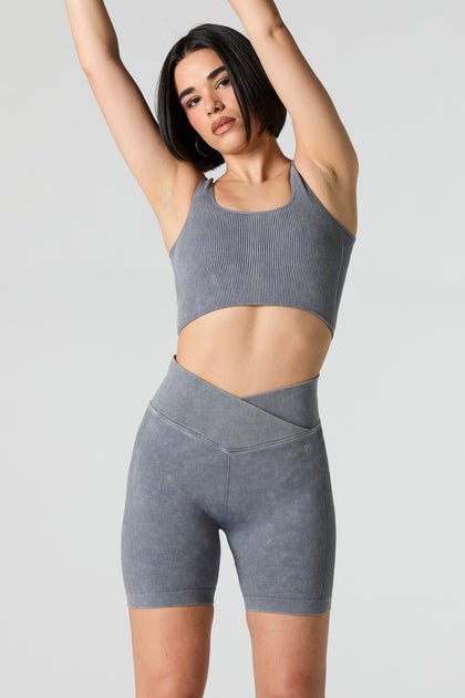 Active Seamless Ribbed Washed Cropped Tank
