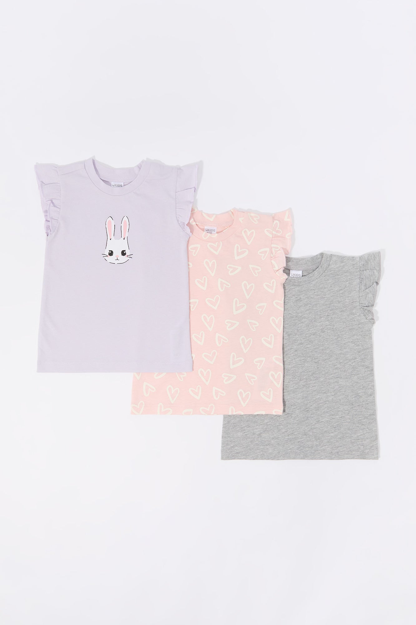 Baby Bunny Graphic Flutter Sleeve T-Shirt (3 Pack)