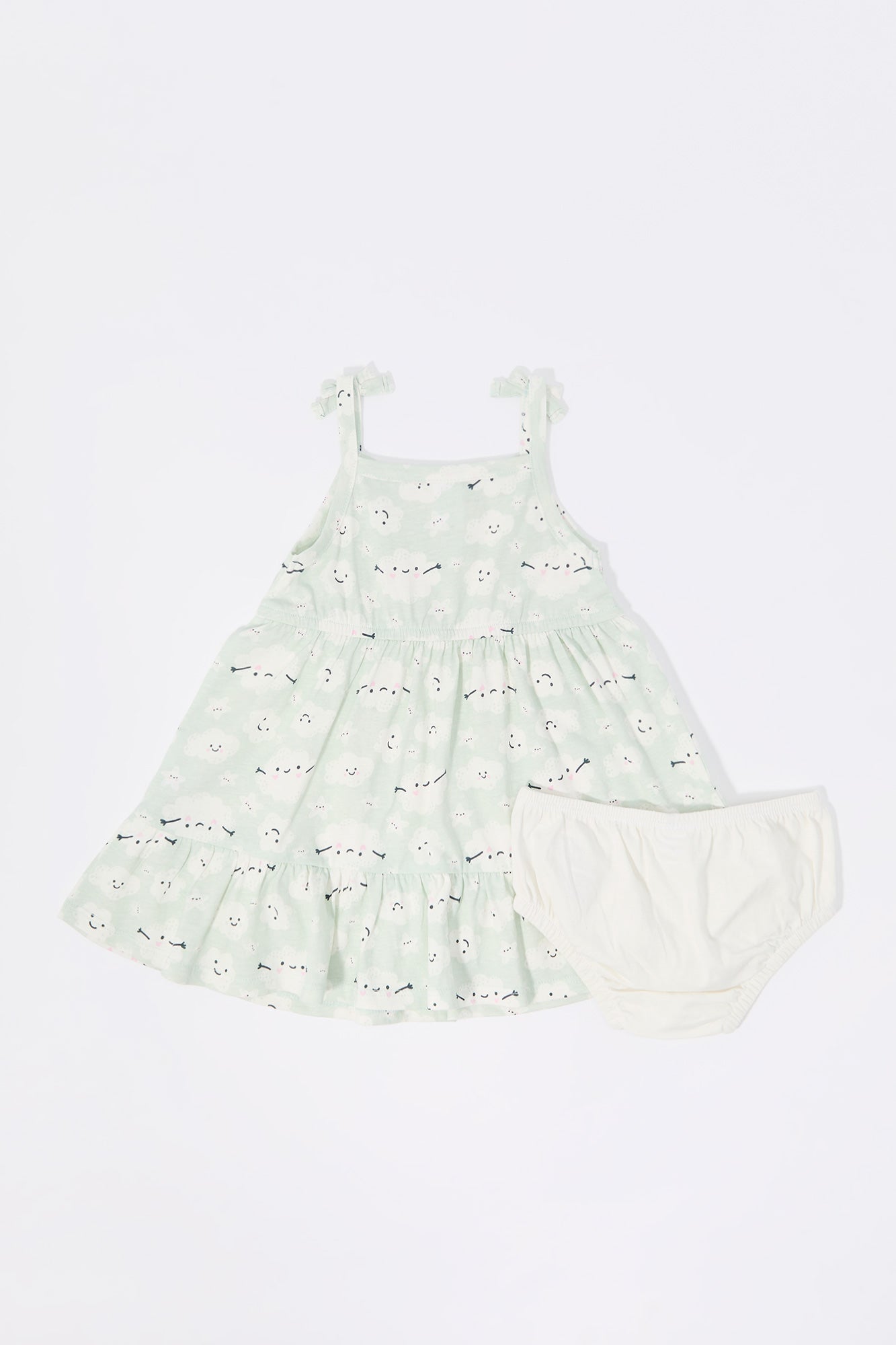 Baby Cloud Print Tiered Dress and Underwear (2 Piece Set)