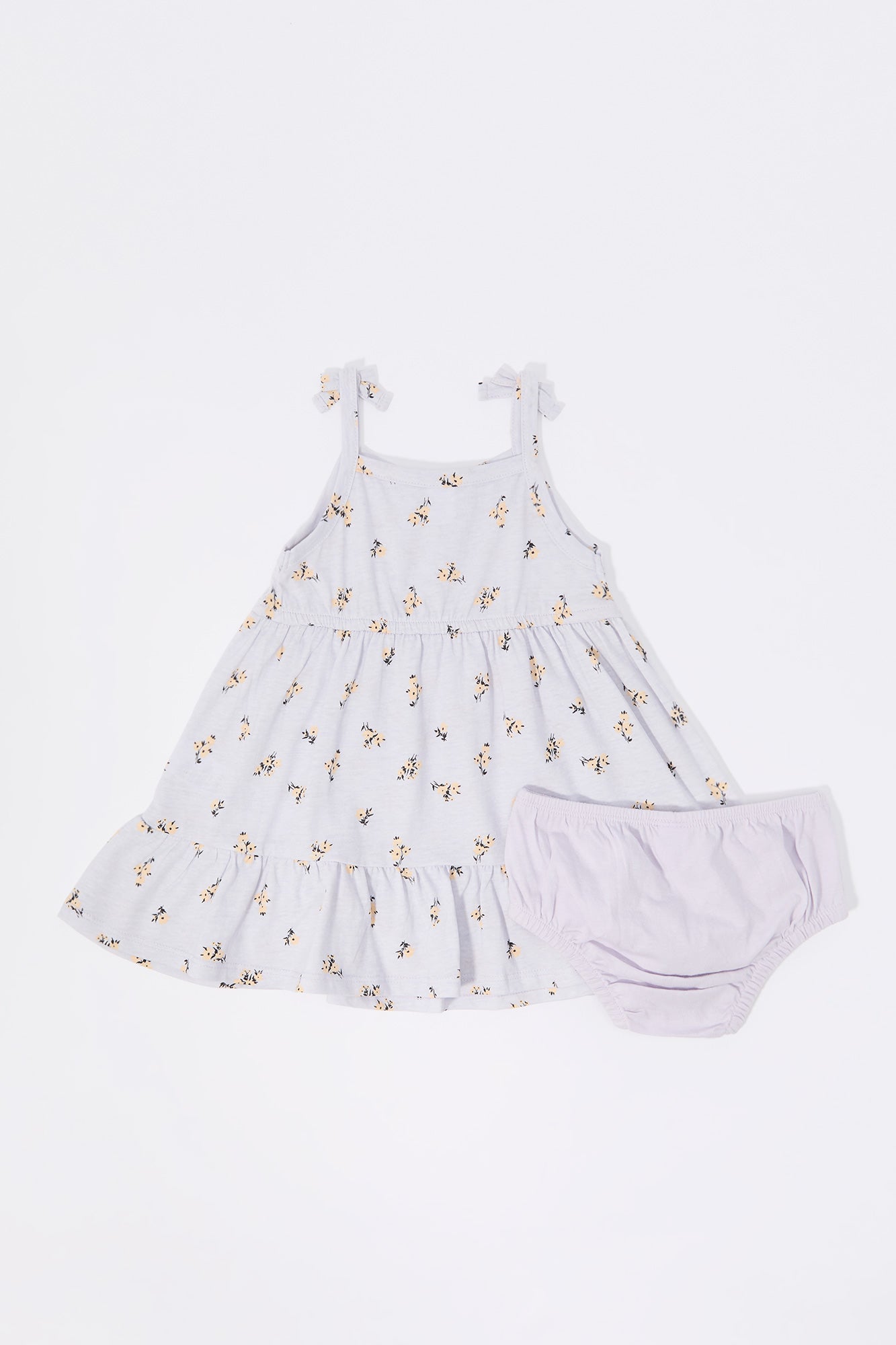 Baby Floral Print Tiered Dress and Underwear (2 Piece Set)
