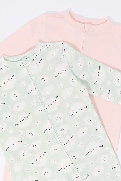 Pyjama une-pièce à imprimé de nuages pour bébé (Paquet de 2)