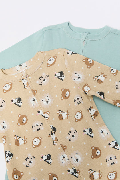 Pyjama une-pièce à imprimé Animal pour bébé (Paquet de 2)