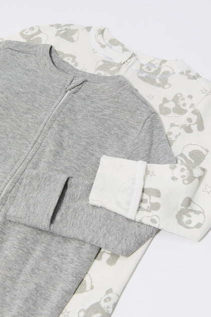 Pyjama une-pièce à imprimé Panda pour bébé (Paquet de 2)