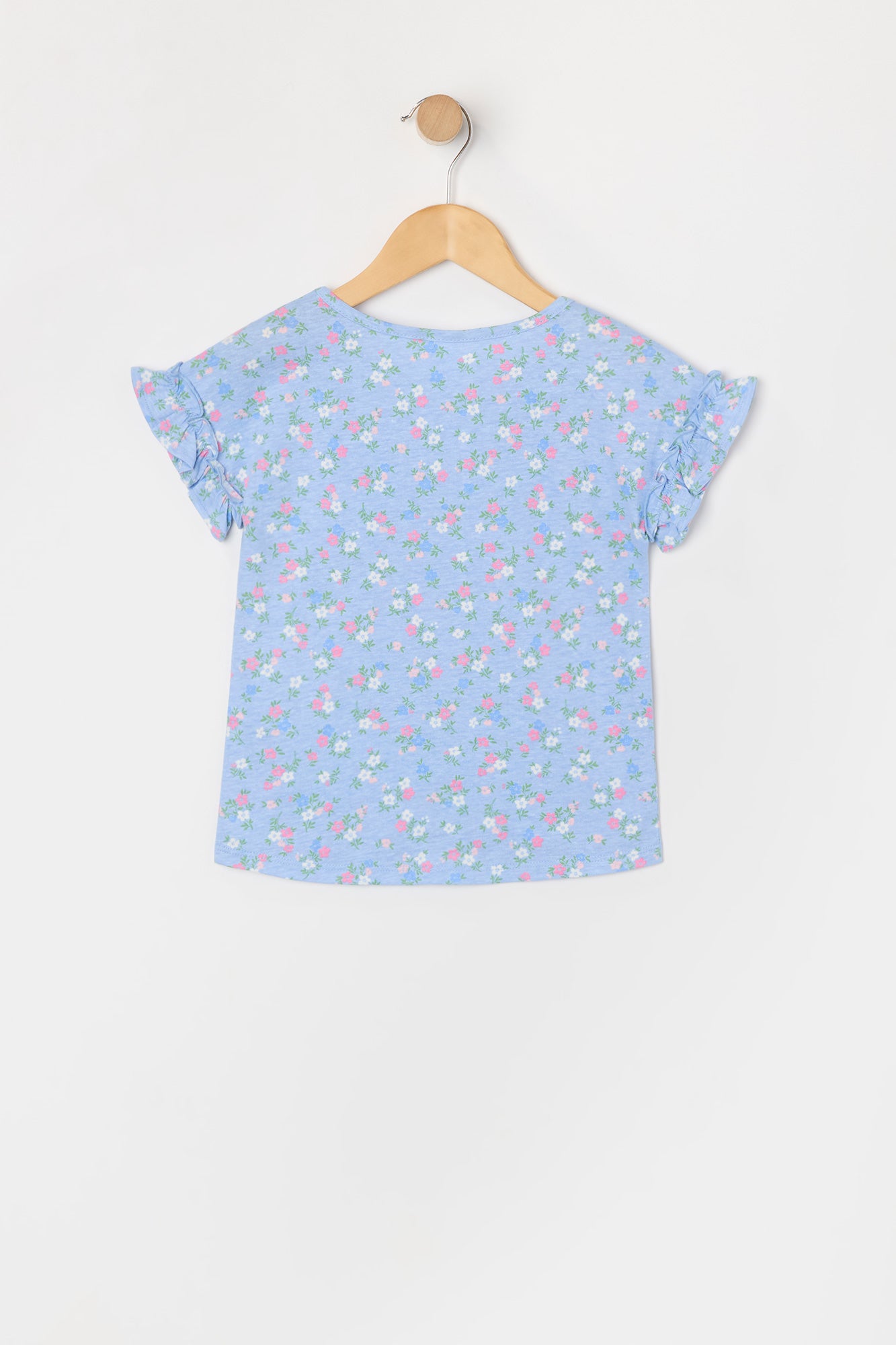 Toddler Girl Floral Print Ruffle Sleeve T-Shirt