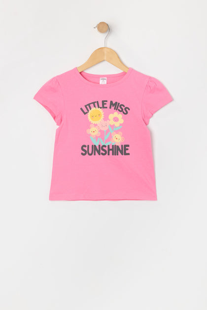 T-shirt à manches bouffantes avec imprimé Little Miss Sunshine pour toute-petite