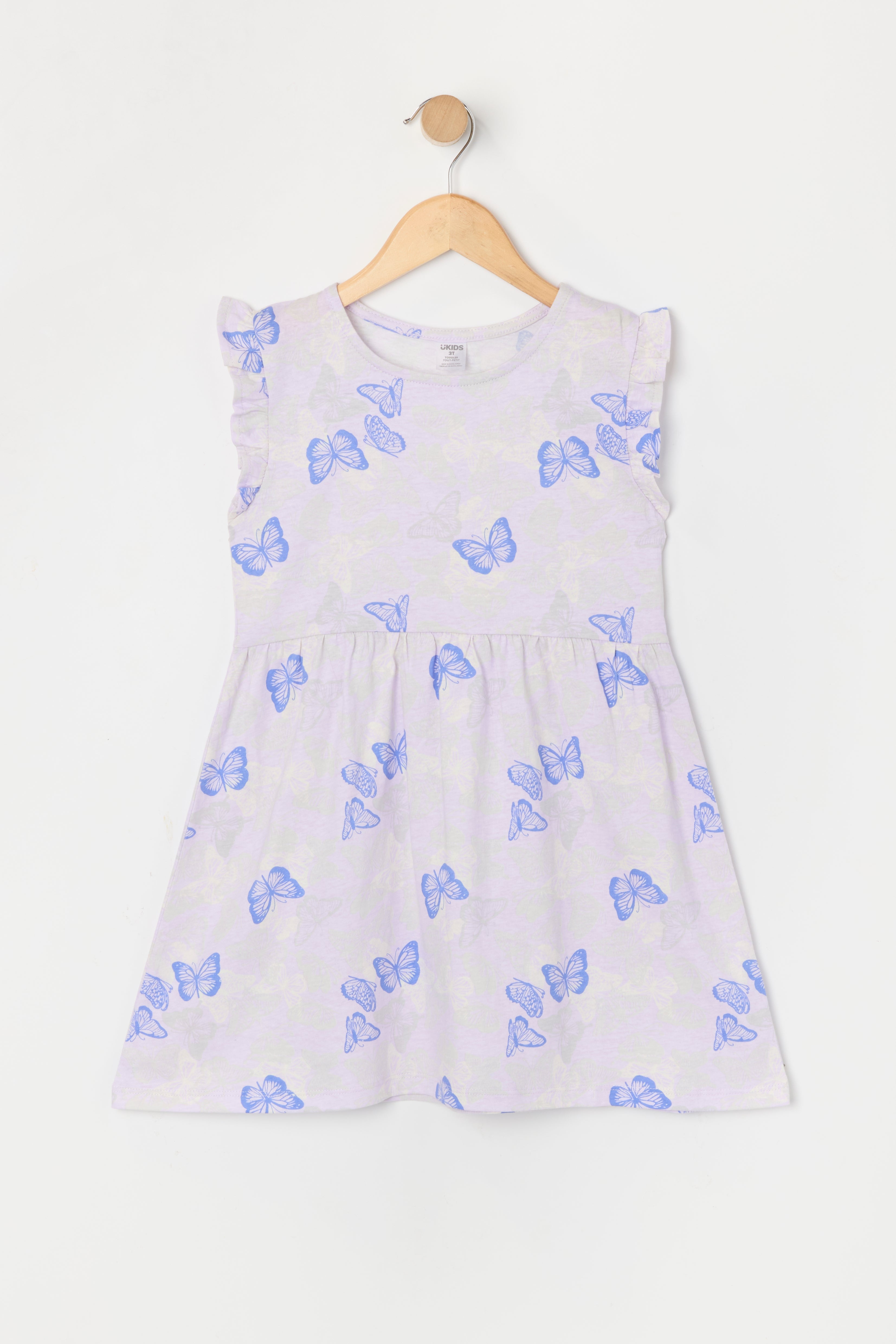 Toddler Girl Butterfly Print Flutter Sleeve Dress