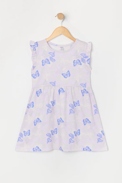 Toddler Girl Butterfly Print Flutter Sleeve Dress