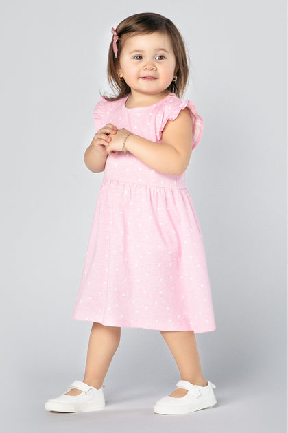 Toddler Girl Polka Dot Print Flutter Sleeve Dress