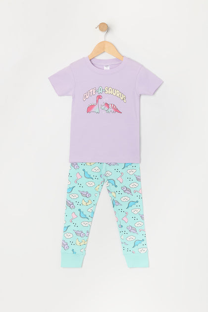 Ensemble-pyjama 2 pièces à imprimé Cute-A-Saurus pour toute-petite