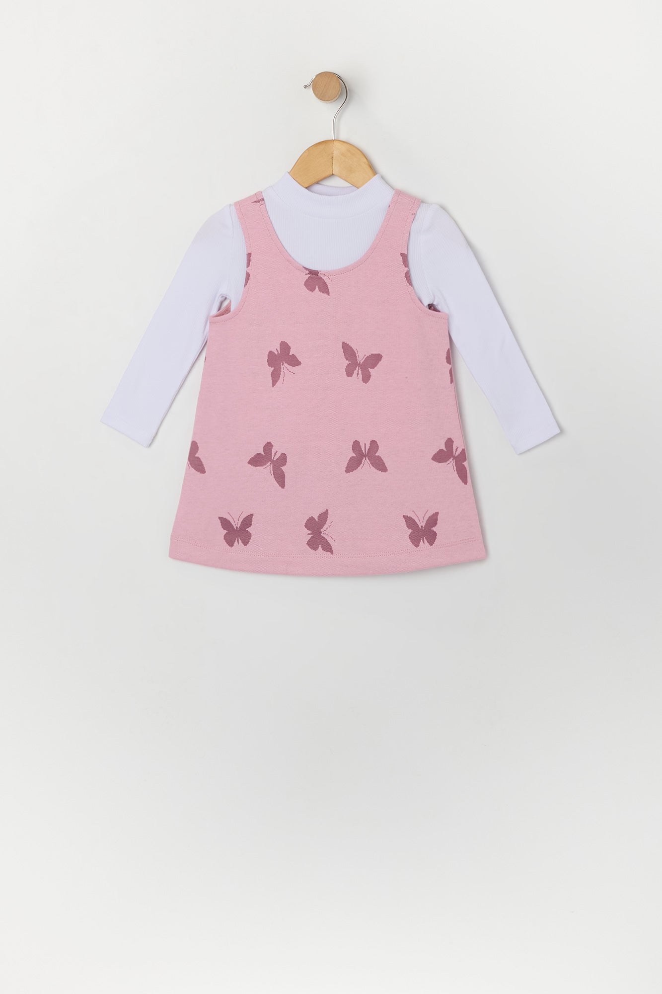 Ensemble avec robe et haut à manches longues en tricot motif Papillon pour bébé