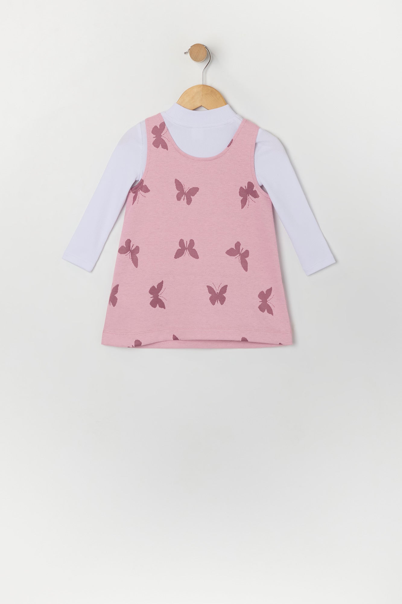 Ensemble avec robe et haut à manches longues en tricot motif Papillon pour bébé