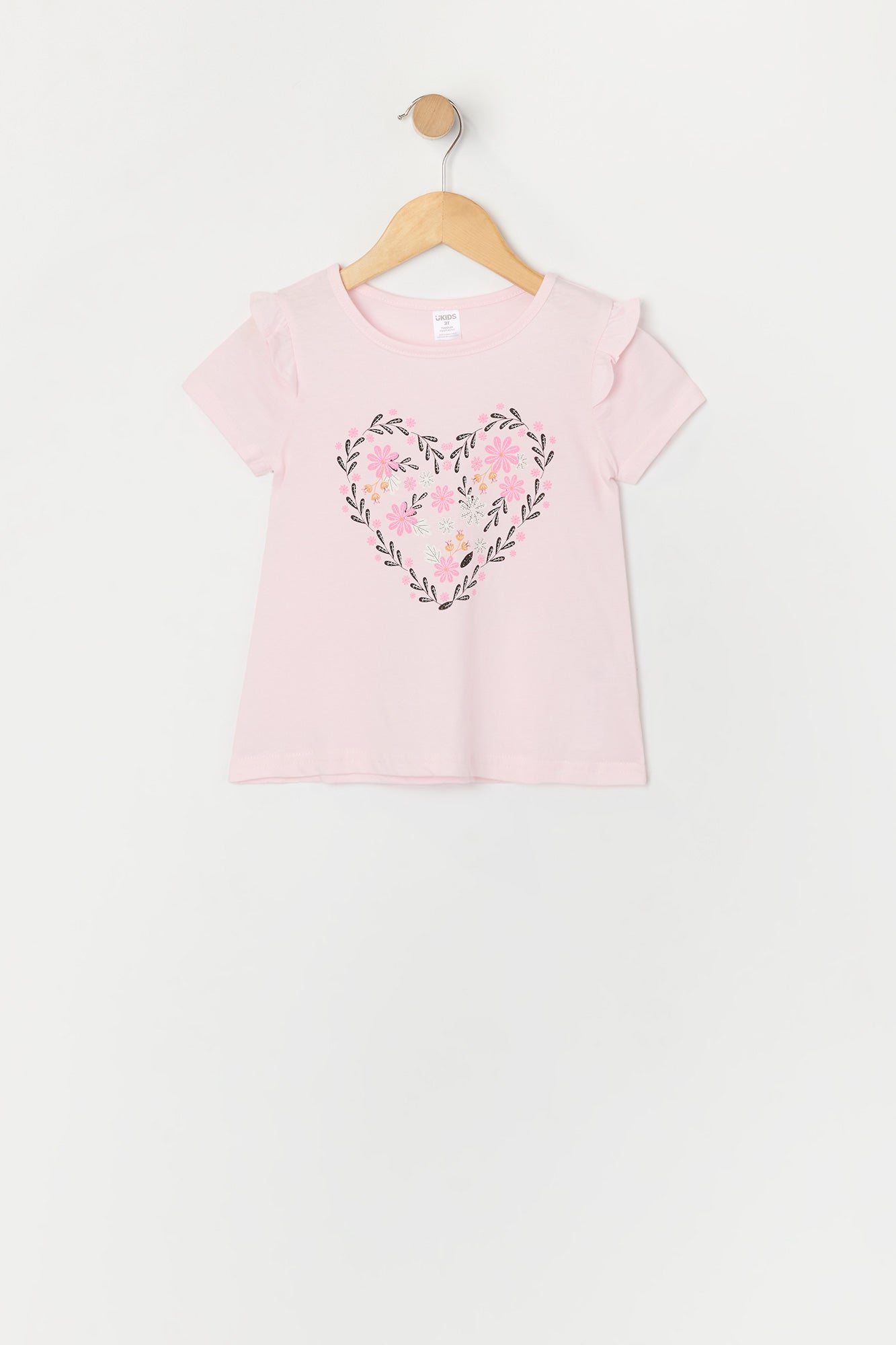 Toddler Girl Floral Heart Graphic T-Shirt