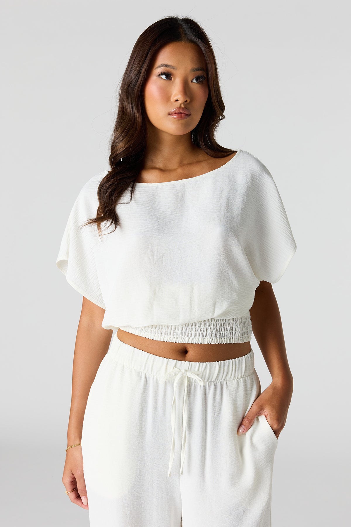 Cinched Waist Top - White
