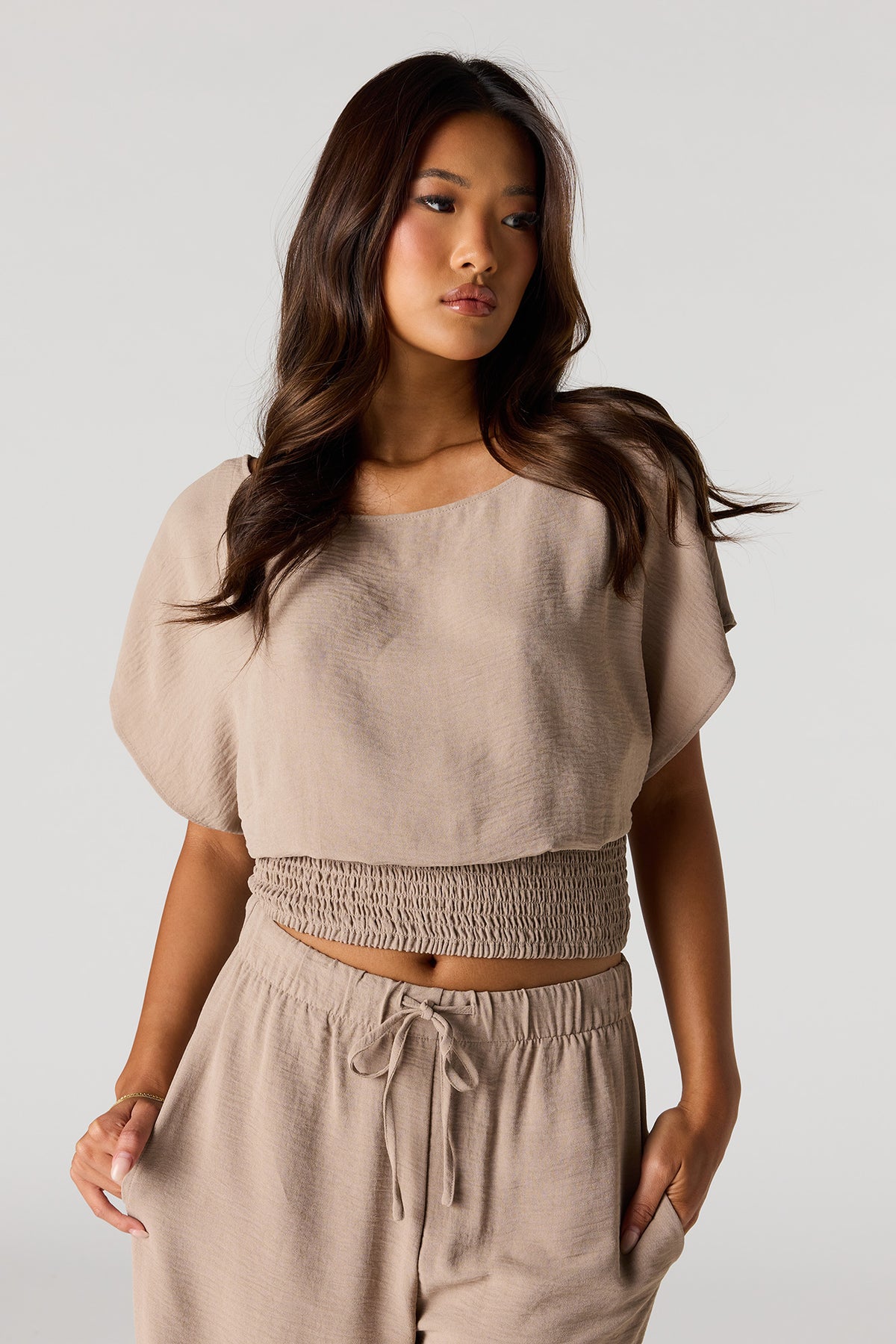 Cinched Waist Top - Cream