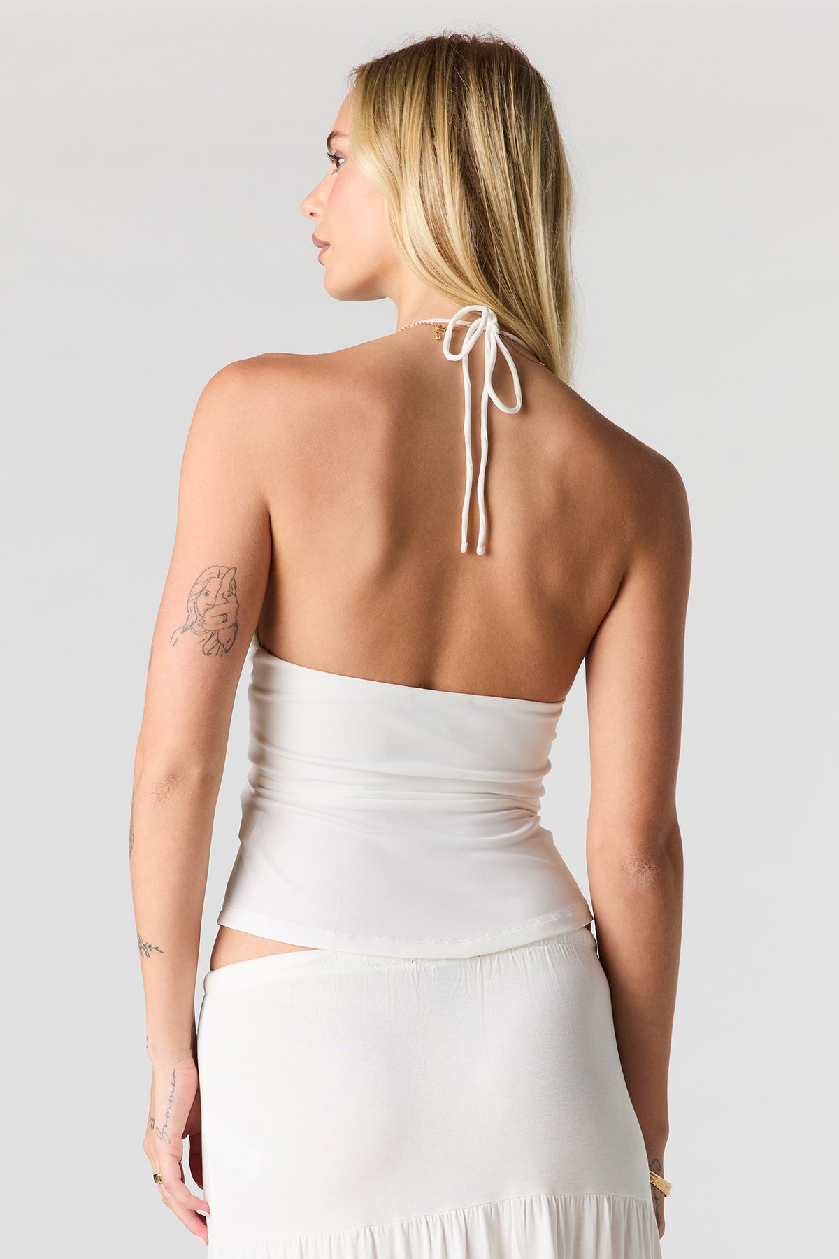 Alt View 2. V-Hem Halter Top - Ivory